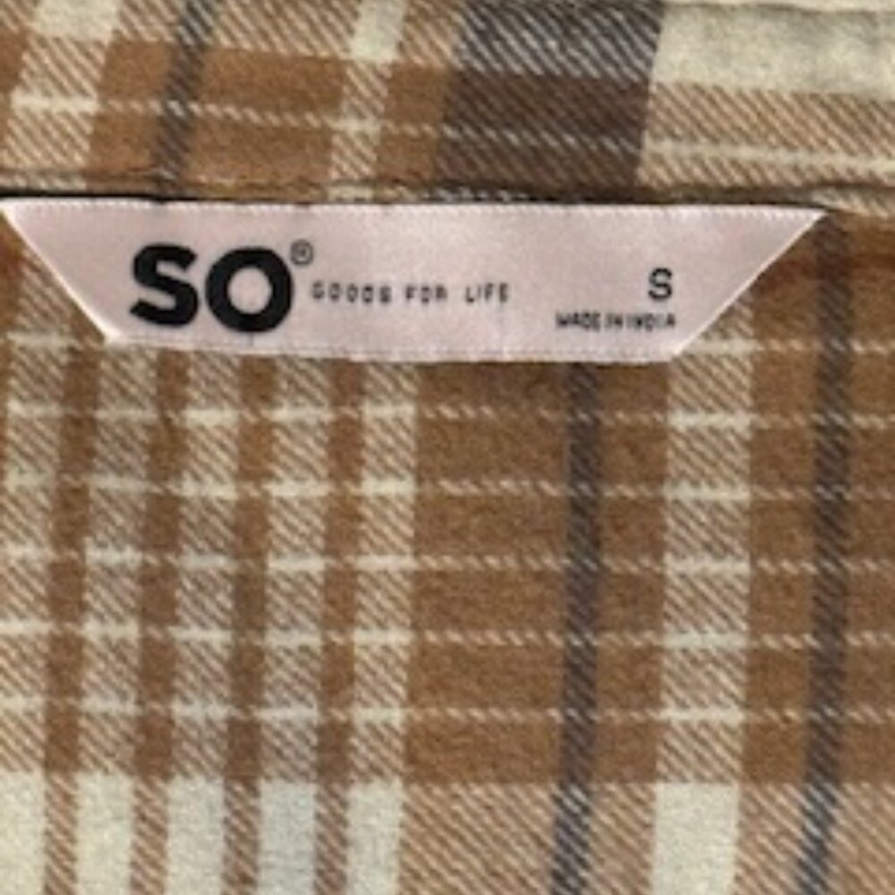 Junior Girls Small Brown Lightweight Flannel Button-up Shirt - Picture 3 of 4
